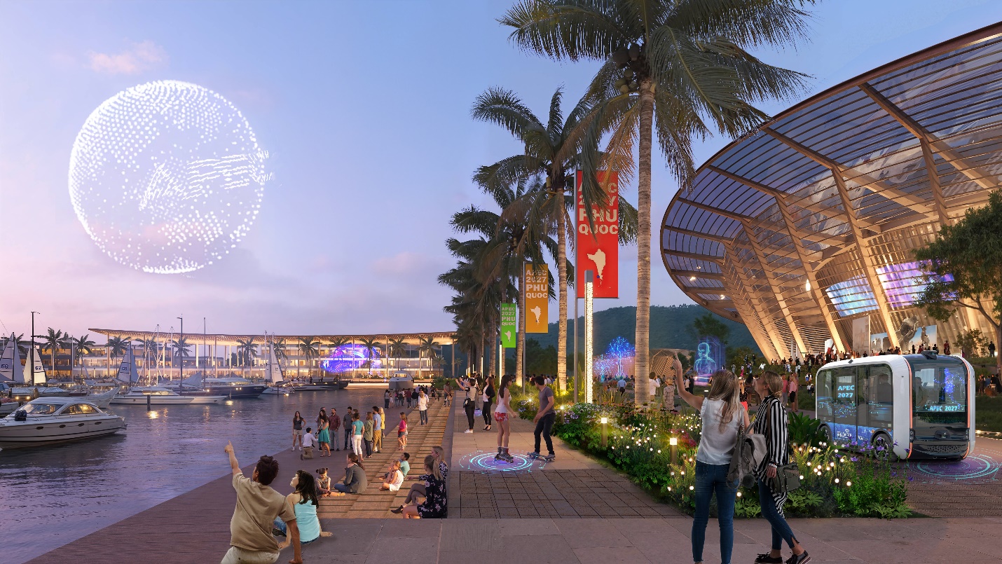 Phu Quoc prepares for APEC 2027 A perspective view of APEC Multifunctional Complex in Phu Quoc.