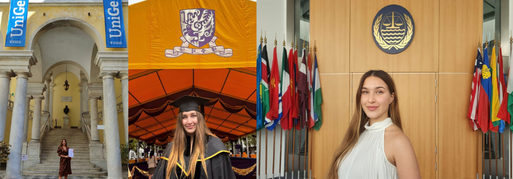 CUHK Faculty of Law: Pioneering Legal Education with Global Impact and Research Excellence Tajra's postgraduate student life at CUHK has been remarkable: (left) participating in summer school in Genova, (centre) graduating with a Master of Laws in International Economic Law, and (right) having a summer internship at the International Tribunal for the Law of the Sea