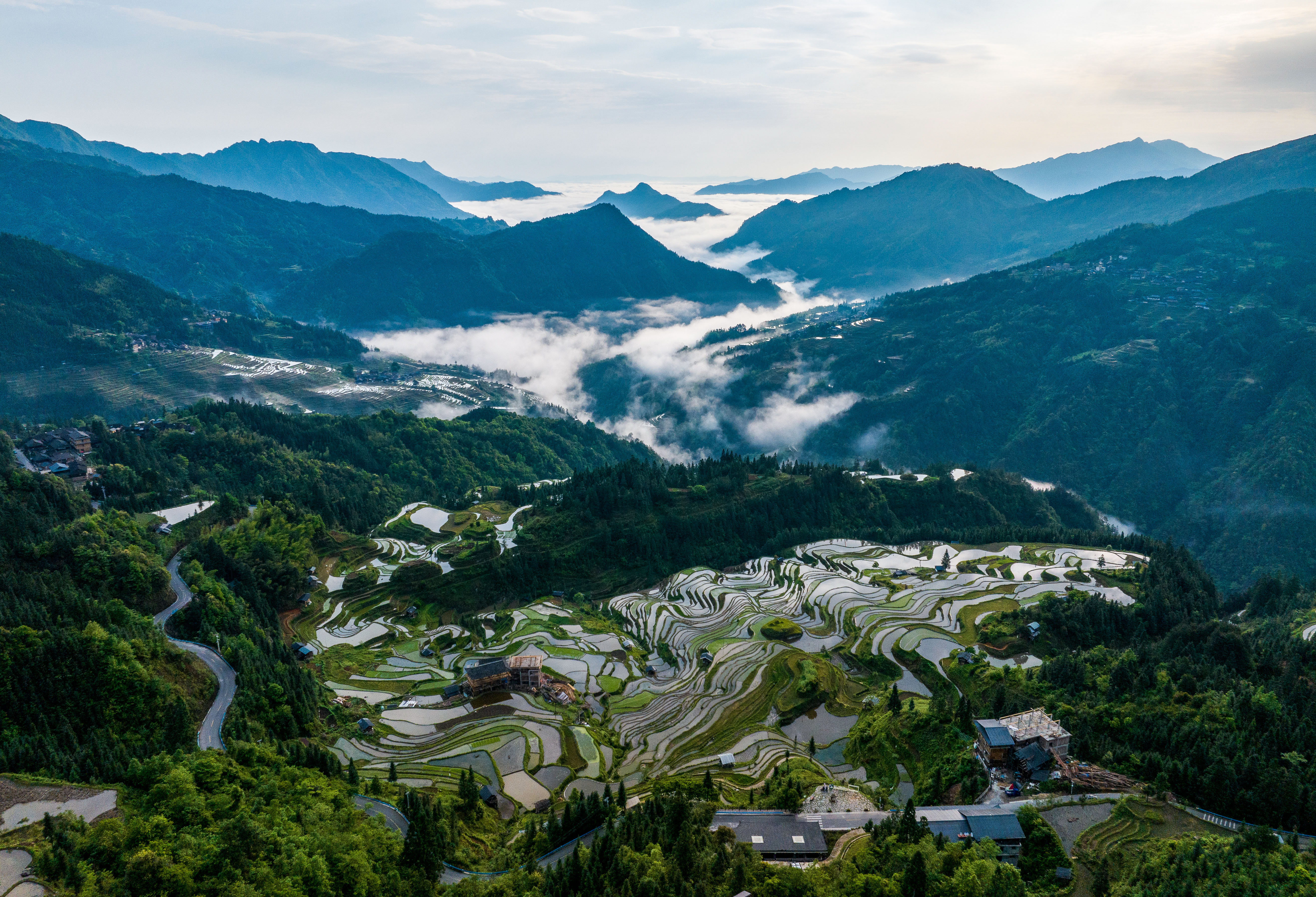 Themed Forum of "Mountain Biodiversity and Our Life" to Kick off "Guizhou Example" Empowering Global Mountain Eco-treatment Caption: Morning Scenery of Jiabang Terraced Fields in Congjiang County, Guizhou Province