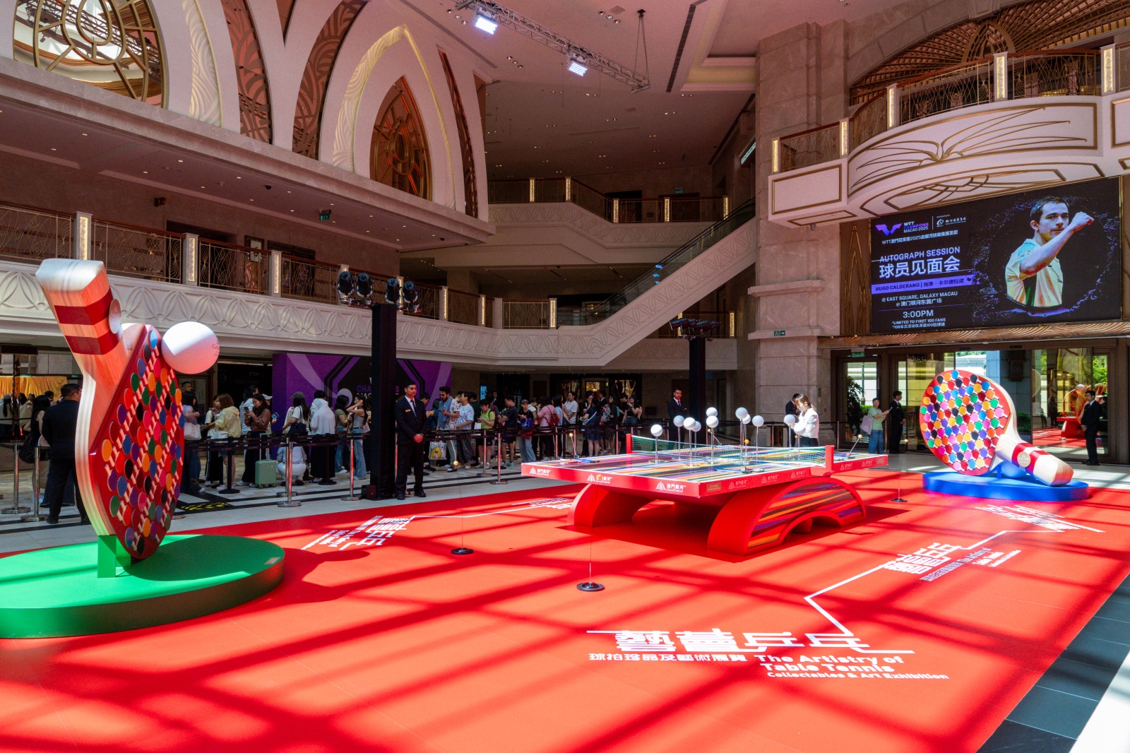 Galaxy Macau Presents Winning Medley of Gold and Glory Unveiling ‘The Artistry of Table Tennis’ Exhibition at the Galaxy Promenade East Square Giant Table & Racket Installation: More than 40 rare and storied rackets are on display, tracing a course from the pioneering, vellum-covered “parlour tennis” models of the 1900s to the high-tech, carbon-fibre instruments wielded by today’s champions.