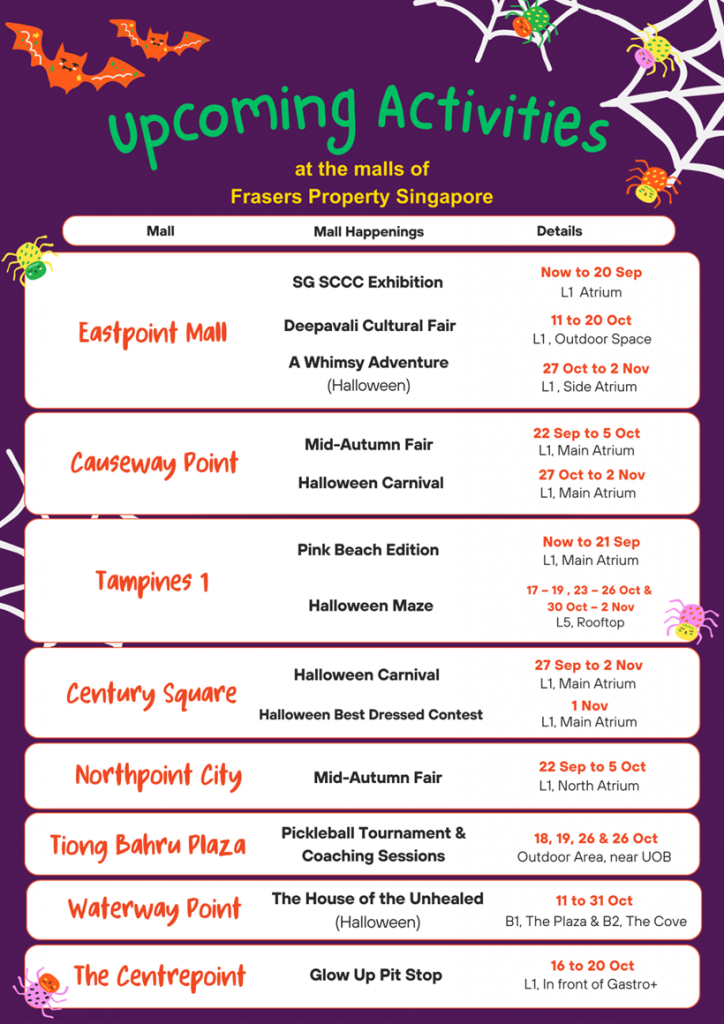 Spooktacular Fun and Festive Delights Await at the Malls of Frasers Property Singapore This September & October - Alvinology