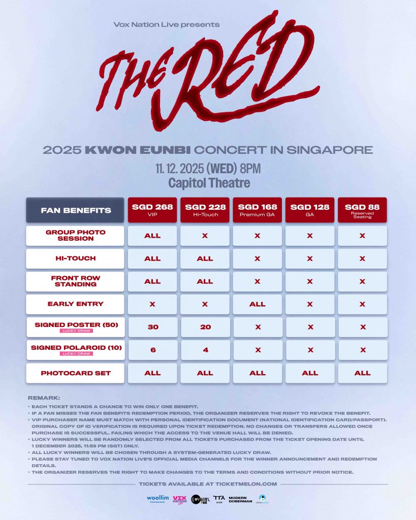 KWON EUNBI Brings ‘THE RED’ Concert to Singapore This December - Alvinology