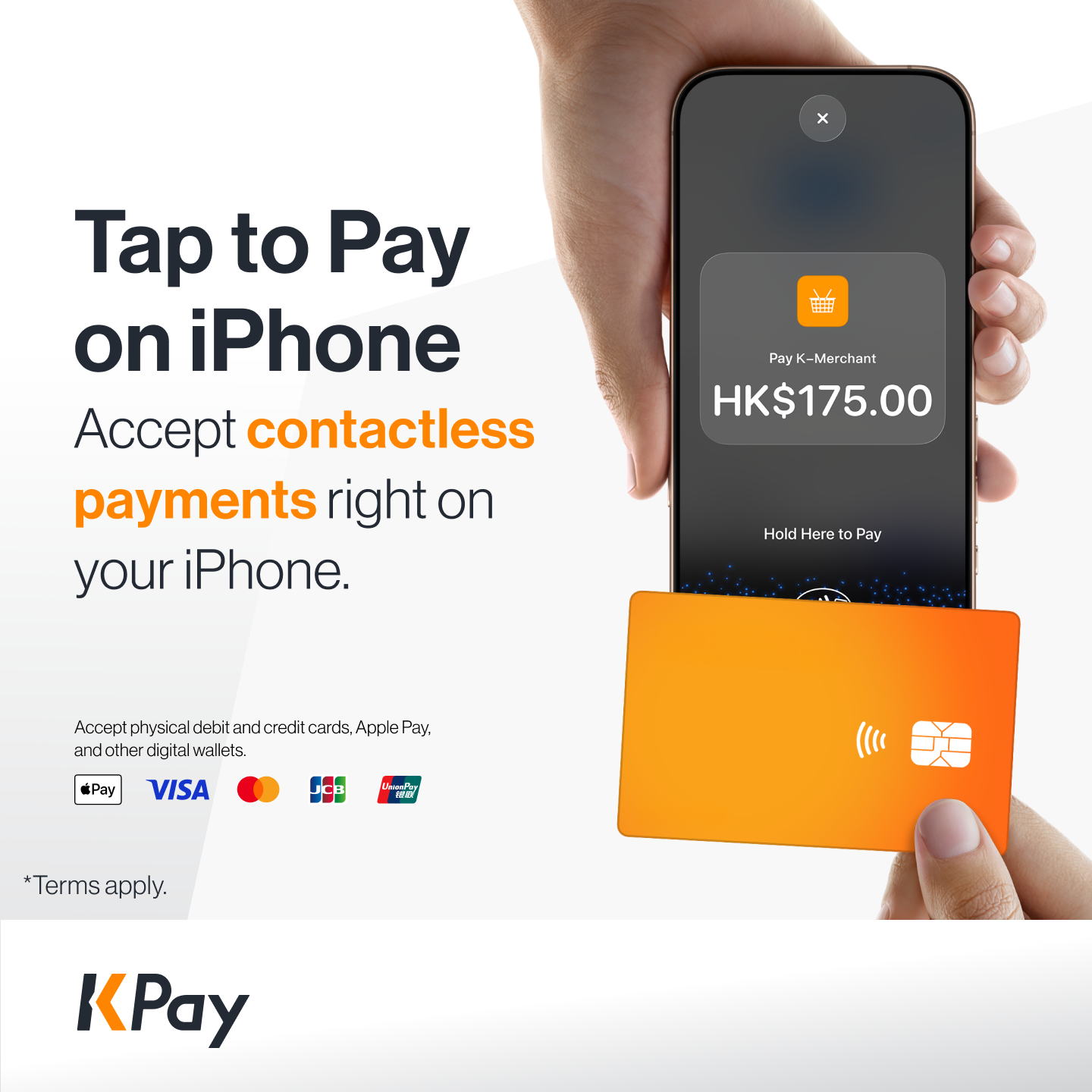 KPay Now Offers Tap to Pay on iPhone for Merchants to Accept Contactless Payments KPay Group now enables its Hong Kong merchants to seamlessly and securely accept in-person contactless payments with Tap to Pay on iPhone.