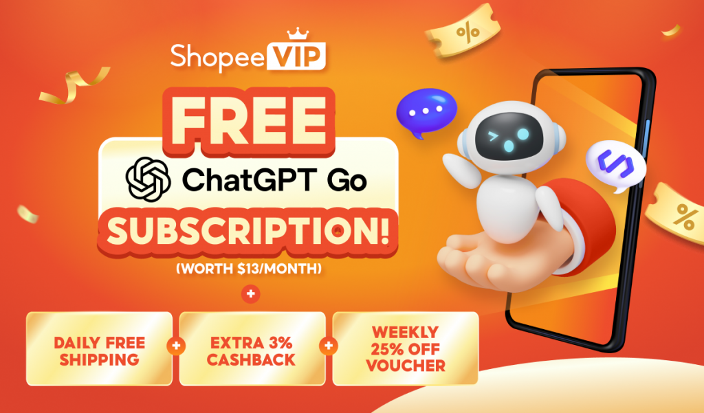 ShopeeVIP Members to Receive Complimentary ChatGPT Go Subscription for 3.3 Mega Sale - Alvinology
