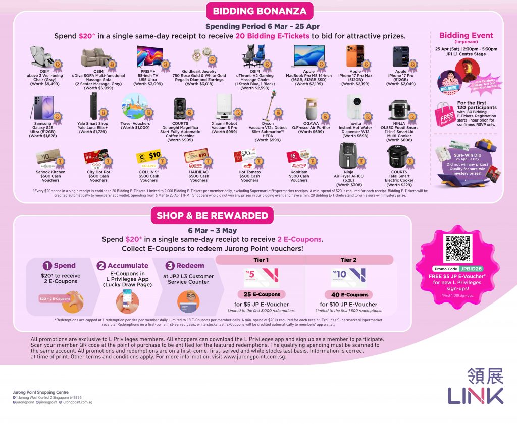 Jurong Point’s Annual Bidding Bonanza Returns with Over $50,000 in Prizes, Live Event on 25 April 2026 - Alvinology