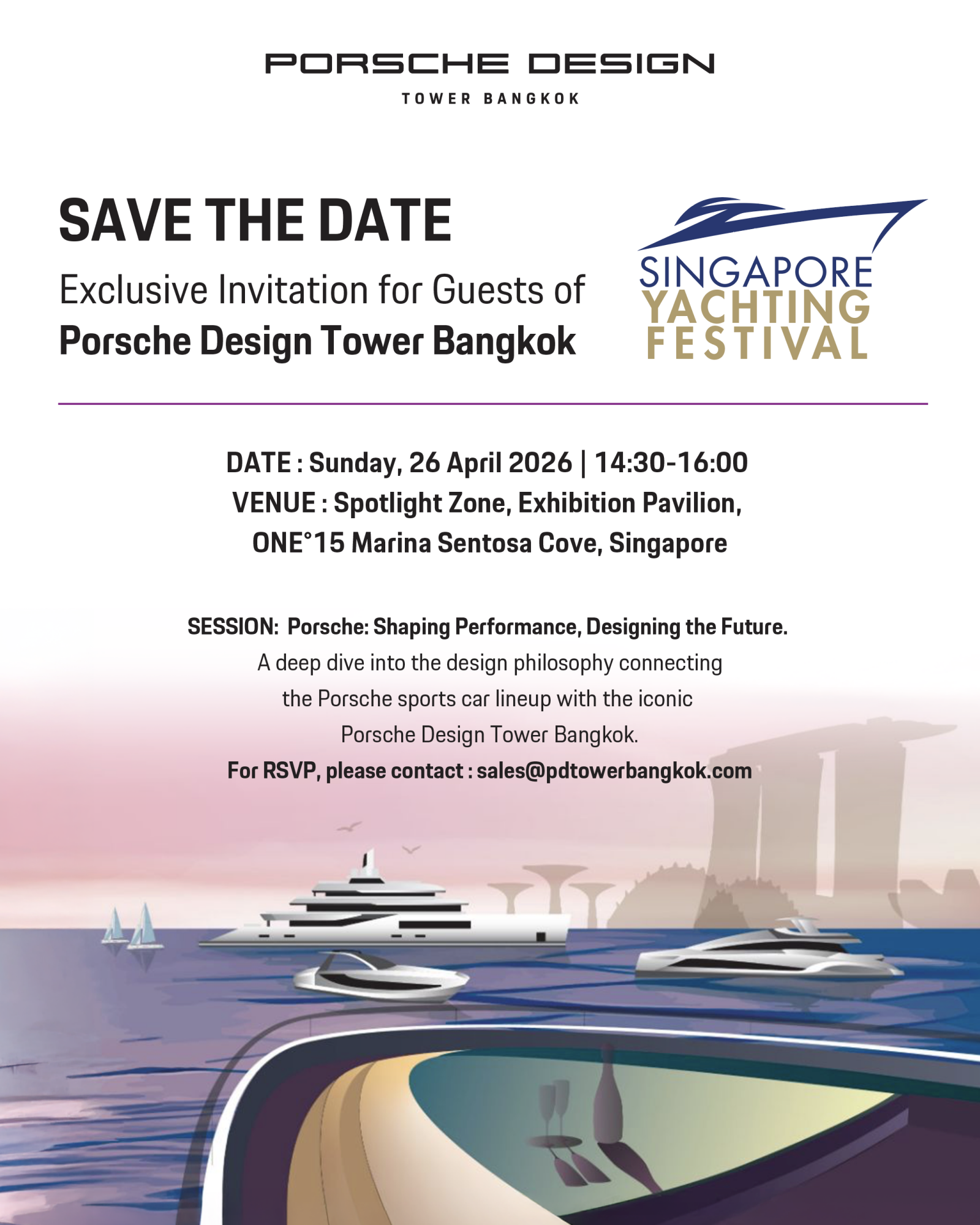 Porsche Design Tower Bangkok takes centre stage at Singapore Yachting Festival 2026 PDTB Invitation - Singapore Yacht Festival