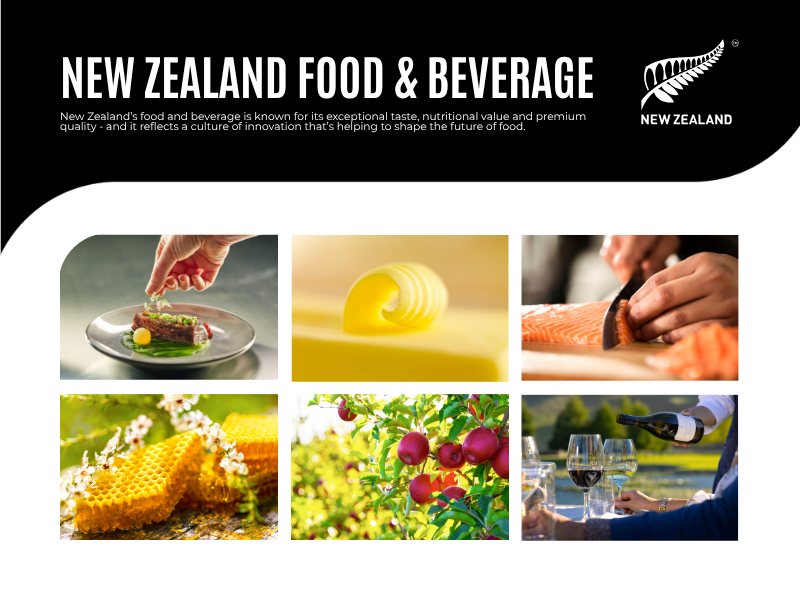 New Zealand Returns to Food and Hospitality Asia 2026 With National Pavilion Featuring 15 Premium Food and Beverage Exporters Hero image of New Zealand Food and beverage. New Zealand’s food and beverage is known for its exceptional taste, nutritional value and premium quality - and it reflects a culture of innovation that’s helping to shape the future of food.