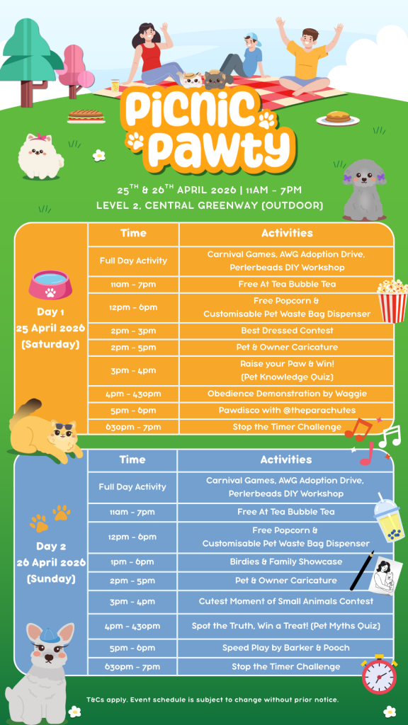 Pasir Ris Mall to Host “Picnic Pawty” This Weekend with Pet-Friendly Fun, Contests, and Live Entertainment - Alvinology