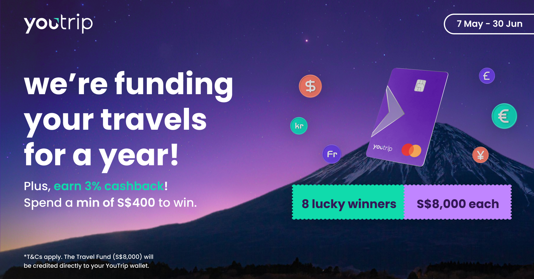 YouTrip Launches S$64,000 Travel Giveaway with Free Travel Credits for Eight Winners - Alvinology