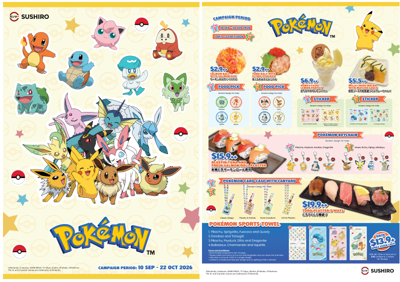 SUSHIRO Singapore Serves Up Pokémon Campaign with Limited Edition Sushi, Merchandise and Themed Suntec City Outlet SUSHIRO Singapore Serves Up Pokémon Campaign with Limited Edition Sushi, Merchandise and Themed Suntec City Outlet - Alvinology