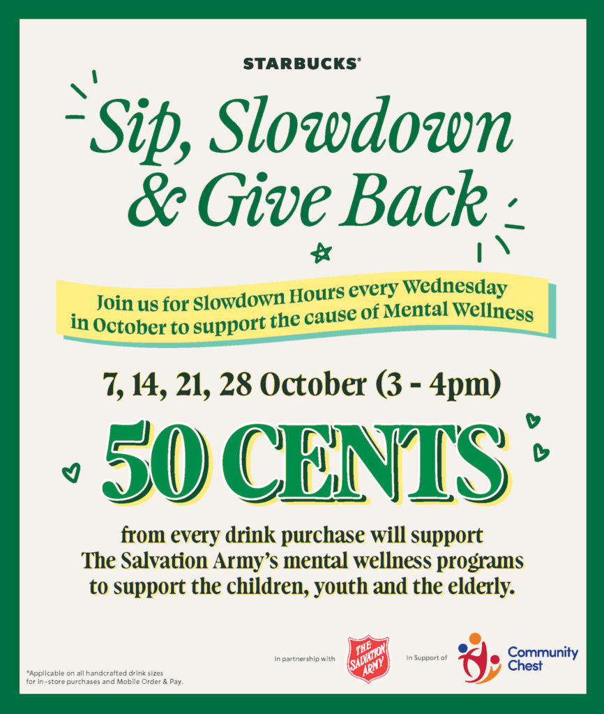 Starbucks Singapore Marks World Mental Health Month with Slowdown Hours and Community Giving - Alvinology